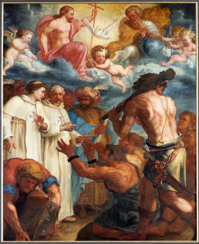Schilderij "De Heilige Drie-eenheid en de verlossing van christelijke slaven door de Trinitariërs" door Unknown artist