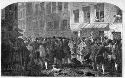 Parijs IV arrondissement - La rue Quincampoix in 1720 ten tijde van het systeem van John Law (1671-1729) - 