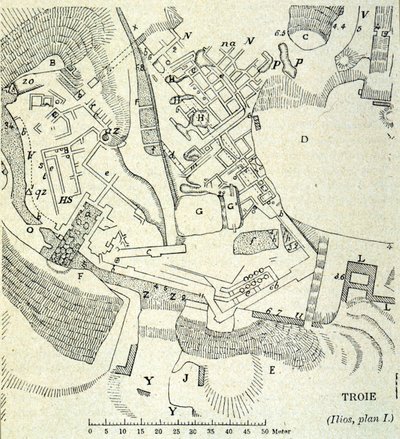 Plan van Troje: Opgraving van Heinrich Schliemann door Unknown artist