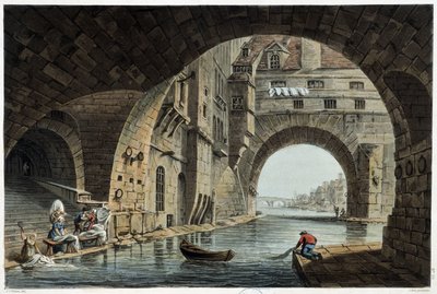 Pont de la Tournelle in Parijs gezien door J.C.Nattes, Uitgegeven door W.Miller in Londen-1806 door Unknown artist