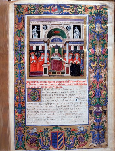 Paus Clemens IV overhandigt een pauselijke bul van privileges aan de Dominicaanse broeders door Unknown artist