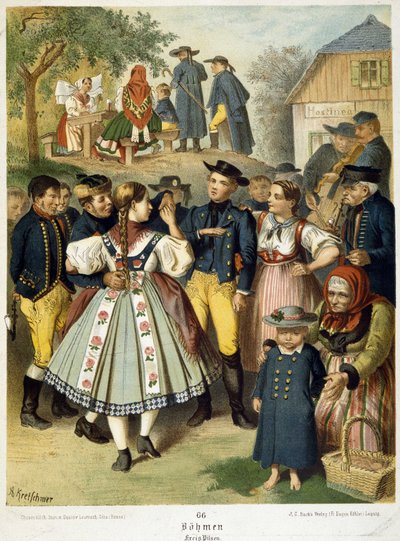 Populair bal in Bohemen rond 1870 door Unknown artist