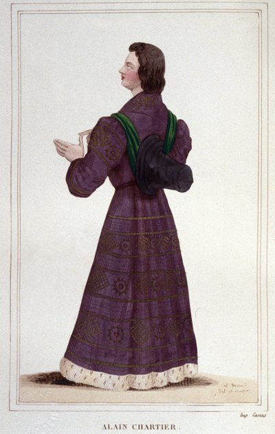 Portret van Alain Chartier. Franse diplomaat en schrijver (1385-1433). Secretaris van de toekomstige Karel VII. gravure uit 1830 door Unknown artist