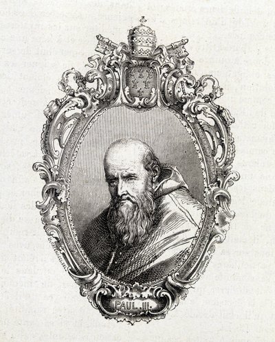 Portret van Alessandro Farnese, Paulus III (1468 - 1549) paus van 1534 tot 1549. door Unknown artist