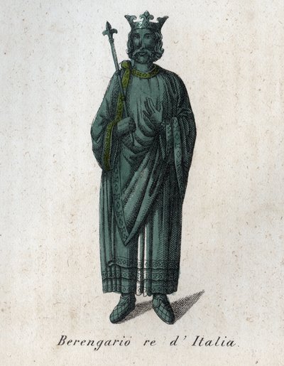 Portret van Berengarius II koning van Italië (900-966) - Berengarius II of Berengarius van Ivrea - gravure uit 