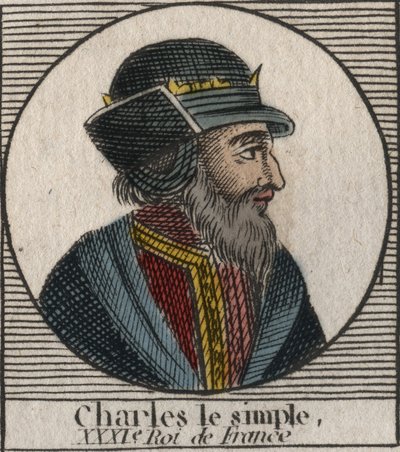 Portret van Karel III de Eenvoudige (879-929) koning van de Franken - gravure uit Instruction sur l