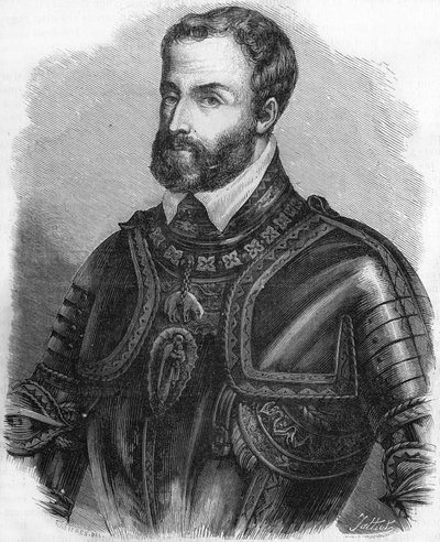 Portret van Karel V (1500-1558), keizer van het Heilige Roomse Rijk van 1519 tot 1556. Gravure uit de 19e eeuw. door Unknown artist