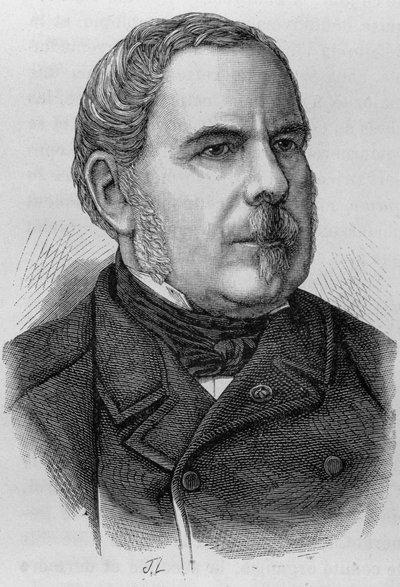 Portret van Graaf Napoleon Daru (? - 1889). Gravure uit het einde van de 19e eeuw in 