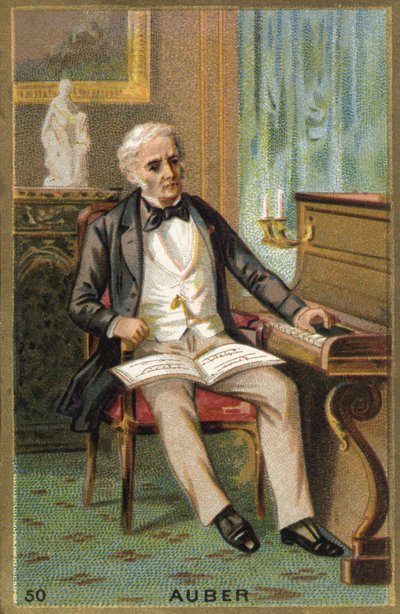 Portret van Daniel François Esprit Auber (1782-1871), Franse componist. Chromolithografie 19e eeuw door Unknown artist