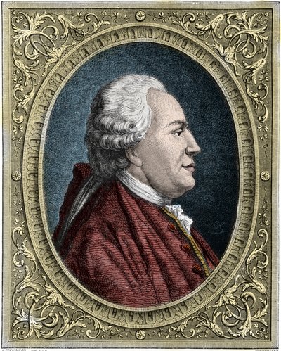 Portret van Franz-Anton Mesmer (1734-1815) (Frederic Antoine Mesmer - Franz Anton Mesmer) Duitse arts, grondlegger van de theorie van dierlijk magnetisme (mesmerisme). Kleurgravure uit de 19e eeuw door Unknown artist