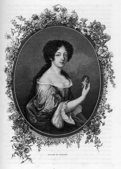 Portret van Gabrielle de Rochechouart de Mortemart, markiezin de Thianges (1633-1693), Franse aristocraat (gravure uit 1862 in 