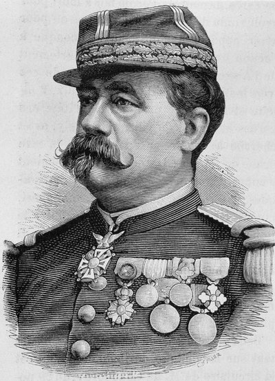 Portret van Generaal Carré de Bellemarre. Gravure van het einde van de 19e eeuw in 