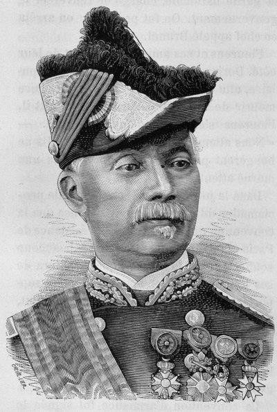 Portret van Generaal Pourcet. 19e-eeuwse gravure. door Unknown artist