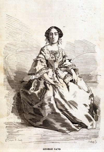 Portret van George Sand (Aurore Dupin, Barones Dudevant) (1804-1876) door Unknown artist