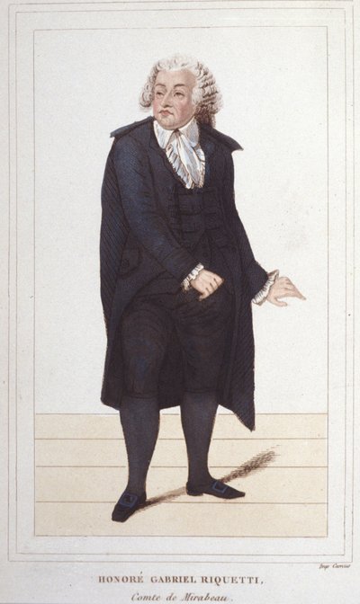 Portret van Honoré Gabriel Riqueti, Graaf van Mirabeau (1749-1791), Franse politicus. Gravure uit 1830 door Unknown artist