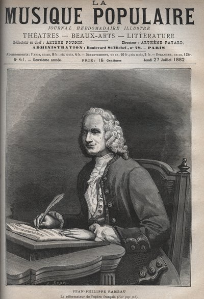 Portret van Jean Philippe Rameau (1683-1764) - Portret van Jean-Philippe Rameau (1683-1764), Franse componist - gravure in 