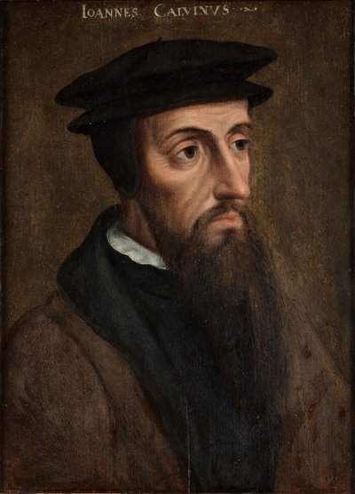 Portret van Johannes Calvijn (1509-1564), ca. 1550 (olieverf op paneel) door Unknown artist