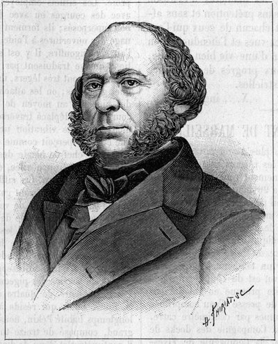 Portret van John Ericsson (1803-1889), Amerikaanse ingenieur en uitvinder van Zweedse afkomst. Gravure in 