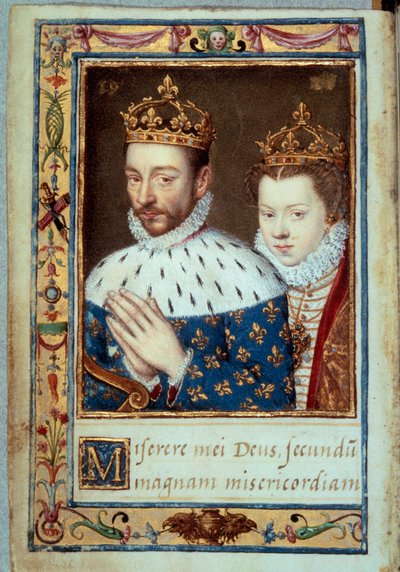 Portret van koning Karel IX (1550-1574) en Elizabeth van Oostenrijk (1554-1592) koningin van Frankrijk door Unknown artist