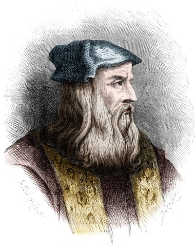 Portret van Leonardo da Vinci (1452-1519), Italiaanse schilder. door Unknown artist