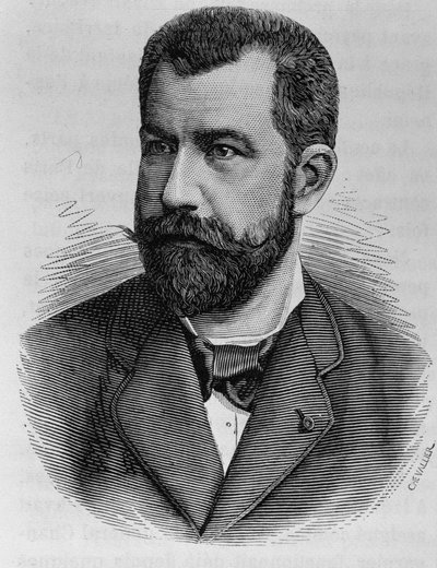 Portret van Léon Renault. Gravure van het einde van de 19e eeuw in 