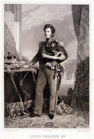 Portret van Louis Philippe 1, koning van de Fransen - gravure door Unknown artist