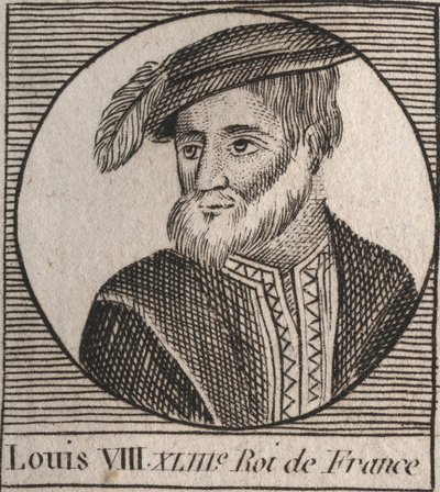 Portret van Lodewijk VIII (1187-1226) genaamd de Leeuw, koning van Frankrijk - Lodewijk VIII de Leeuw (1187-1226) koning van Frankrijk van 1223 tot 1226 - gravure uit 