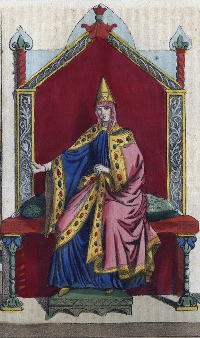 Portret van Matilda van Toscane, Italiaanse edelvrouw - gravure uit Usi e Costumi di Tutti i Popoli dell