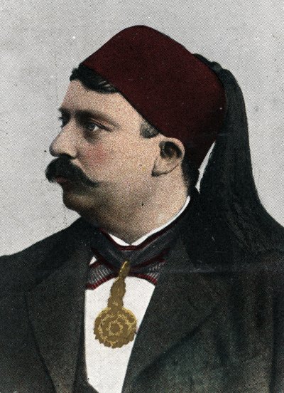 Portret van Naceur Bey (Mohamed el-Naceur Bey) (1855-1922) bey van Tunis (Muhammad V an-Nasir Husainid Bey van Tunis) Begin 20e eeuw chromolithografie door Unknown Artist