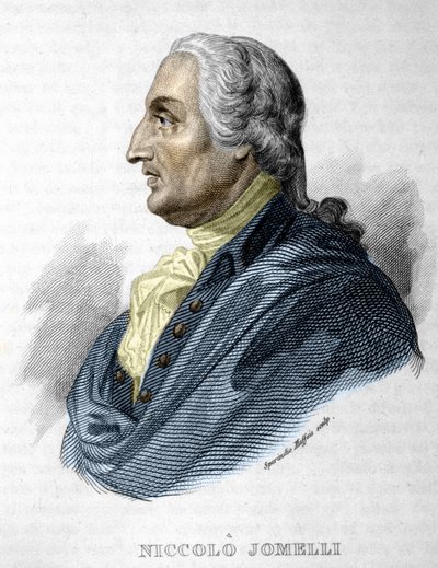Portret van Niccolo Jomdelli Italiaanse componist 10 september 1714 (Aversa) - 25 augustus 1774 (Napels) gravure 19e eeuw door Unknown artist