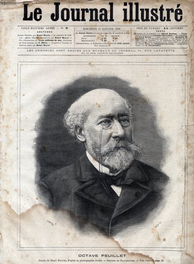 Portret van Octave Feuillet (1821-1890), Franse romanschrijver, toneelschrijver en academicus - Gravure in 