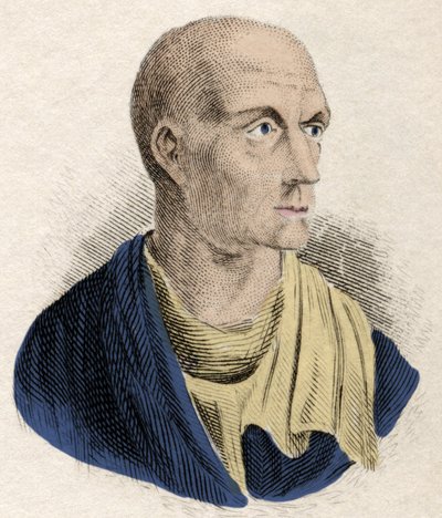 Portret van Publius Cornelius Scipio (Scipio Africanus), een Romeinse staatsman, geboren in 235 v.Chr. en overleden in 183 v.Chr. Gravure uit de 19e eeuw door Unknown artist