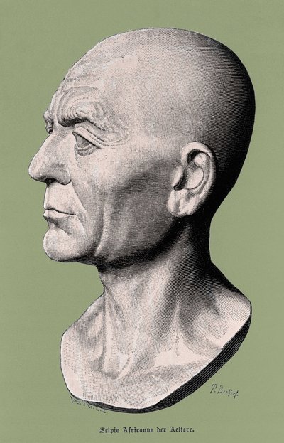 Portret van Scipio de Afrikaan, generaal en Romeins staatsman (235-183 v.Chr.) door Unknown artist