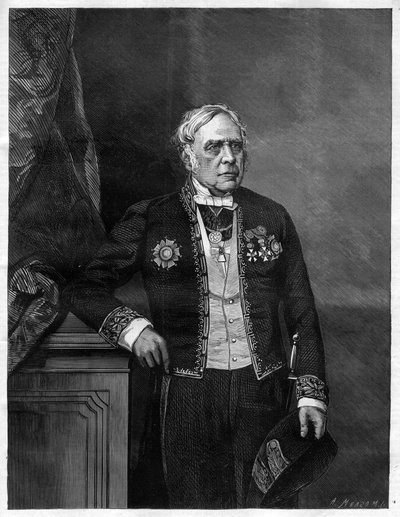 Portret van Engelse componist Daniel François Esprit Auber (1782-1871). door Unknown artist
