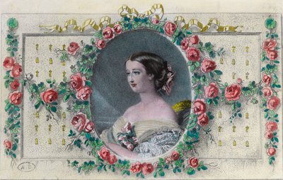 Portret van de Franse keizerin Eugenie de Montijo (1826 - 1920). Gravure uit de 19e eeuw. Privécollectie. door Unknown artist
