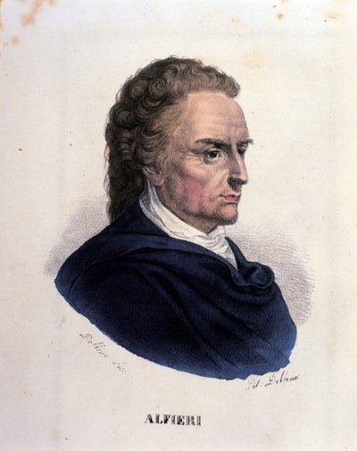 Portret van de Italiaanse dichter en toneelschrijver Vittorio Alfieri. Gravure uit de 19e eeuw door Unknown artist