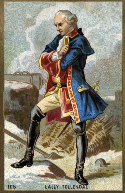 Portret van de Markies van Thomas Arthur, Baron de Tollendal, Graaf van Lally (1702-1766), Franse generaal van Ierse afkomst. Chromolithografie eind 19e eeuw. door Unknown artist