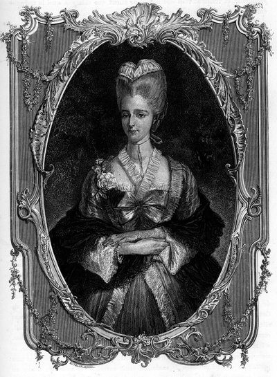Portret van de Markiezin van Boufflers Marie Francoise Catherine de Beauvau Craon (1711-1787) - Gravure van 1862 in 