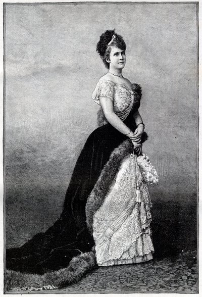 Portret van de koningin van Roemenië Elisabeth Pauline Ottilie Louise de Wied, bekend als Carmen Sylva (1843-1916), echtgenote van koning Karel I (gravure uit 1893) door Unknown artist