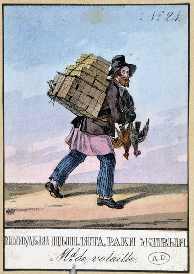 Pluimveehandelaar - Gravure uit de 19e eeuw door Unknown artist