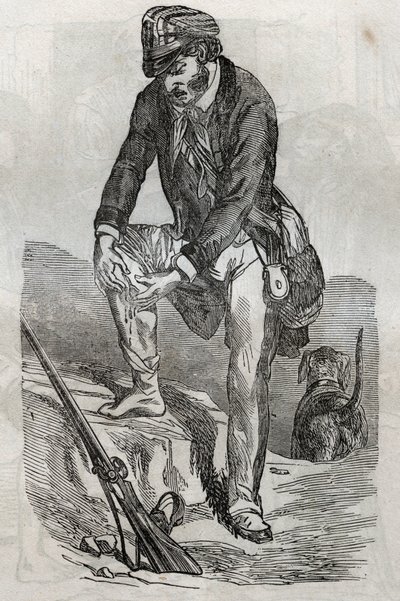 Hondsdolheid - behandeling van beten door een hondsdol dier - wonden drukken op zijn wond - gravure in 
