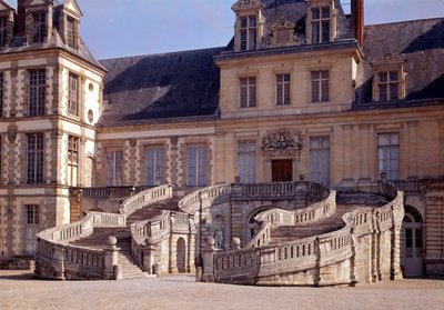 Renaissance architectuur: de grote trap van het kasteel van Fontainebleau door Unknown artist