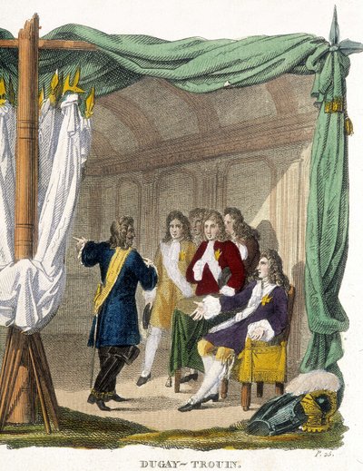 René Duguay Trouin (Duguay-Trouin) (René Trouin du Gué genaamd) (1673-1736) voor koning Lodewijk XIV (1638-1715). Gravure uit de 19e eeuw. door Unknown artist