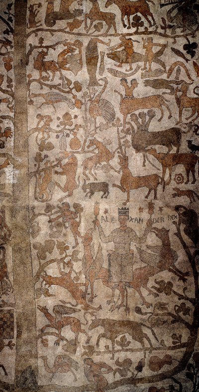 Voorstelling van Alexander de Grote (356-323 v.Chr.), koning van Macedonië en veroveraar van Perzië, omringd door Indiase fauna tijdens de verovering van India, Zondvloed, Deucalion en Pyrrha door Unknown artist