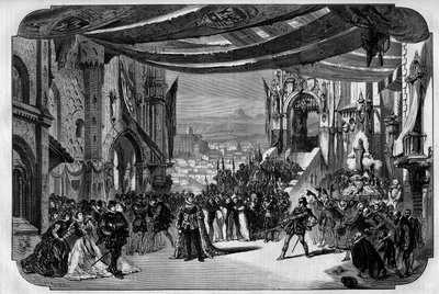 Voorstelling van Don Carlo (Don Carlos) Opera in 5 bedrijven door Giuseppe Verdi in de Parijse Opera op 11 maart 1867. In Neuville