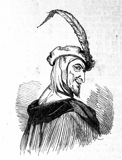 Voorstelling van Mephistopheles (Mephisto), personage uit de legende van Faust. Gravure uit de 19e eeuw door Unknown artist