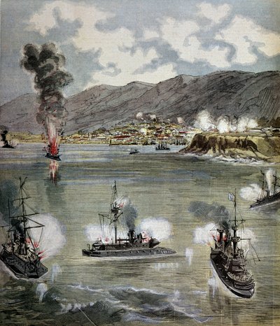 Revolutie in Chili: de aanval op Valparaiso in 1891 door Unknown artist