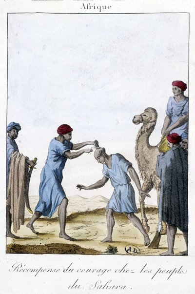 Beloning voor moed onder de volkeren van de Sahara - gravure door Unknown artist