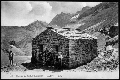 Weg naar de haven van Gavarnie: de schuilplaats (bergschuilplaats) - ansichtkaart, eind 19e eeuw door Unknown artist