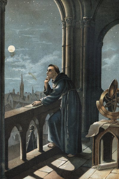 Roger Bacon in Oxford. Franciscaner monnik, theoloog, filosoof en Engelse geleerde (Ilchester, Somerset, circa 1214 in Oxford) door Unknown artist